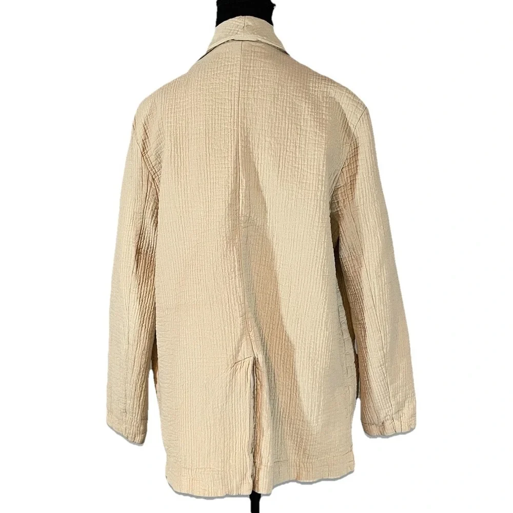 Free People Rowan Cotton Gauze Double Breasted Blazer Jacket‎ in Ecru/Cream Sm